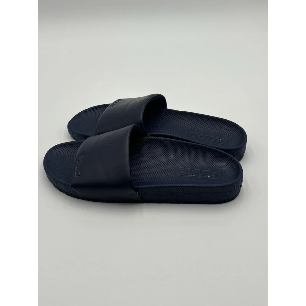 Polo Ralph Lauren Cayson Slide Sandals Navy Rubber Pool Slides Men's 10
